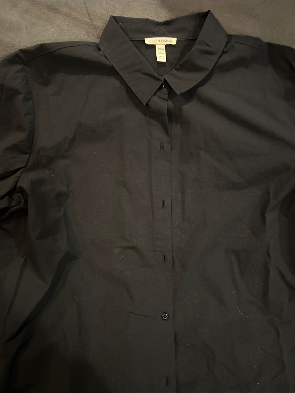 Eileen Fisher Black Button-Front Dress Shirt